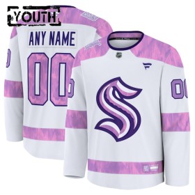 Maillot de Hockey Seattle Kraken Personnaliser Fanatics Hockey Fights Cancer Practice 2024-25 Blanc - Enfant